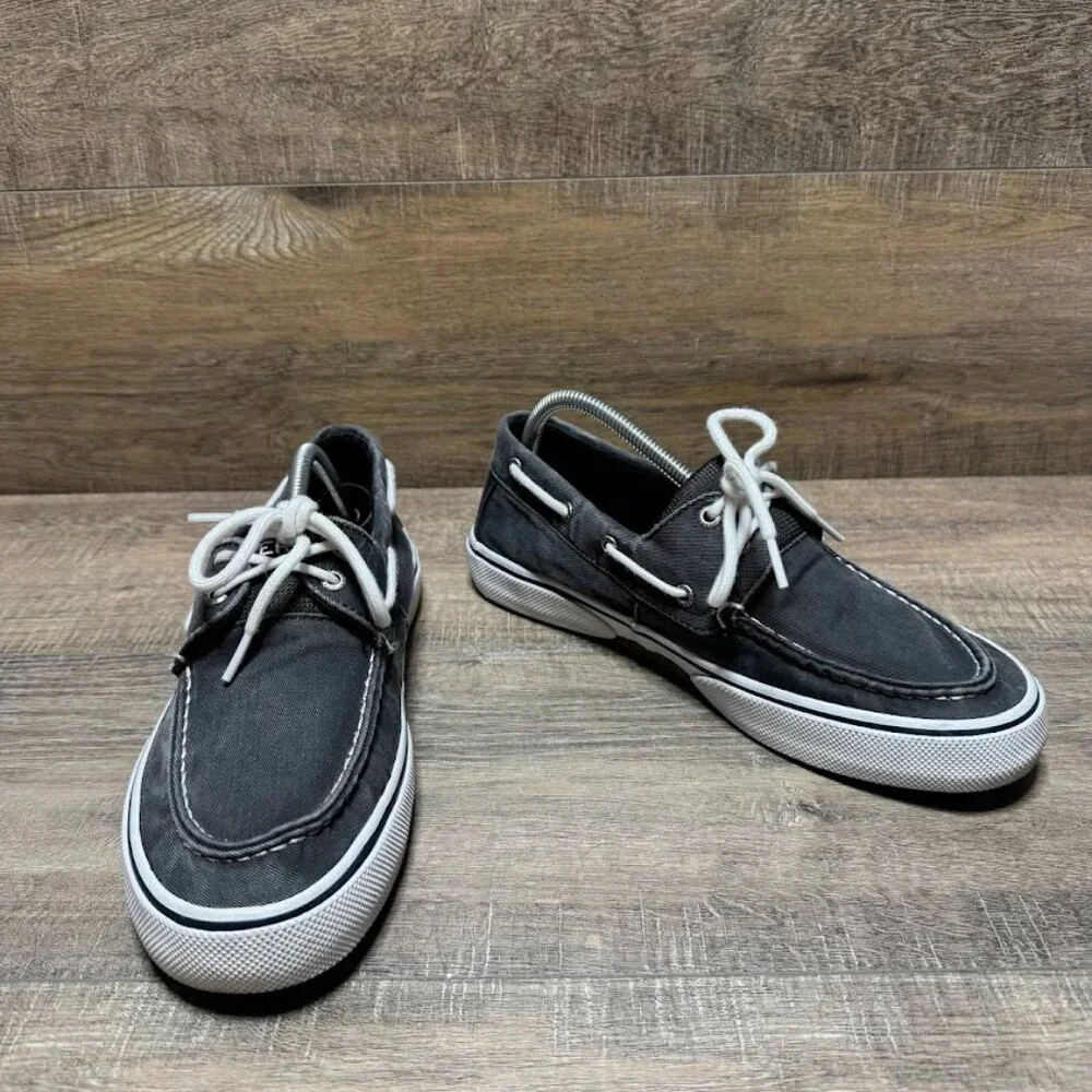 Sperry Halyard 2 Eye Saltwashed Black Boat Shoes Men's Size 9.5